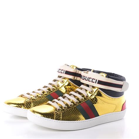 gucci snake sneakers high top|gucci ace metallic snakeskin sneakers.